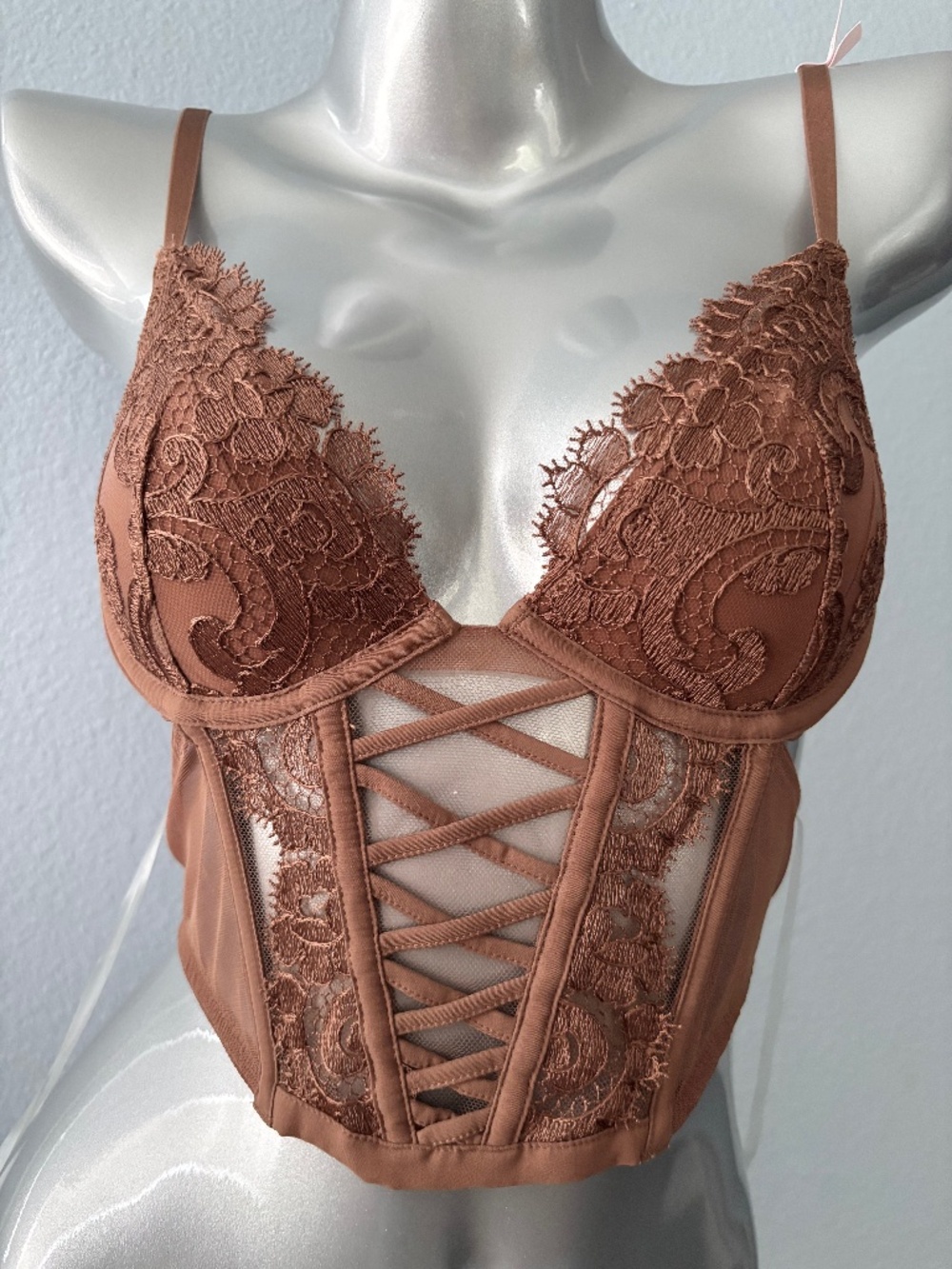 Victoria's Secret Bra Top Nwt Very Sexy Brown Underwire Unlined Cut Out Small